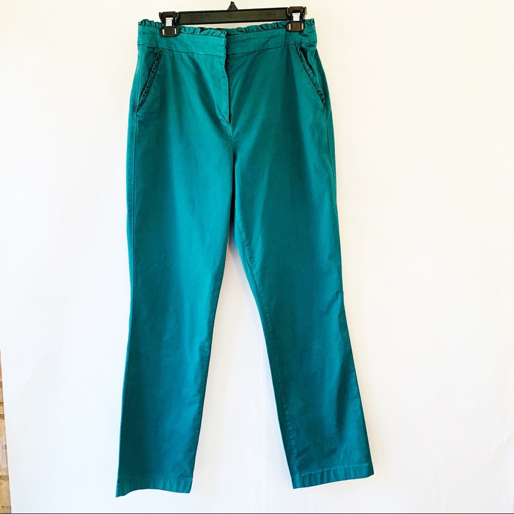 J.Crew Chino Green Ruffle Waist #G2756 8 Tall